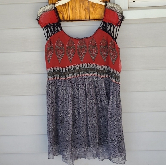 Free People Flaming Hearts Paisley Boho dress Size S - Picture 15 of 16